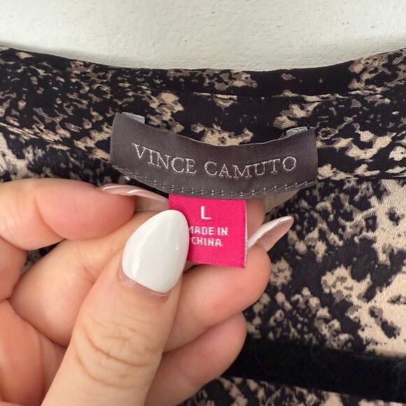 Vince Camuto Women’s Large Snake Python Faux Wrap Top - Picture 2 of 5